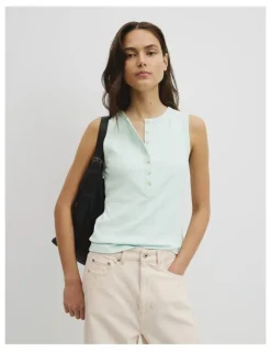 Country Road Henley Tank in Light Turquoise