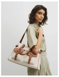 Country Road Large Stud Detail Bag in Tan