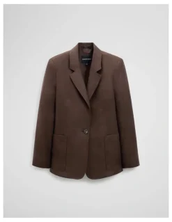 Country Road Linen Relaxed Blazer in Cocoa