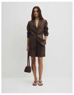Country Road Linen Relaxed Blazer in Cocoa