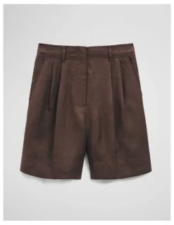 Country Road Longline Linen Short in Cocoa
