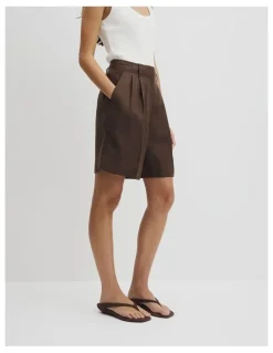 Country Road Longline Linen Short in Cocoa