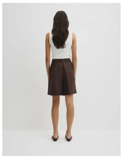 Country Road Longline Linen Short in Cocoa