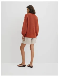 Country Road Longsleeve Relaxed Crochet Knit in Sienna