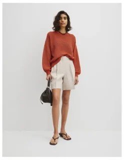 Country Road Longsleeve Relaxed Crochet Knit in Sienna