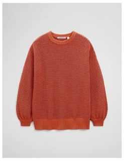 Country Road Longsleeve Relaxed Crochet Knit in Sienna