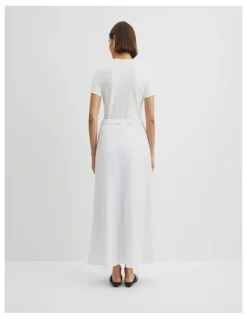 Country Road Organically Grown Linen Pull On Midi Skirt in White