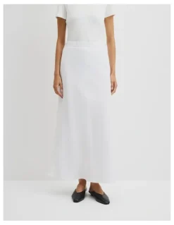 Country Road Organically Grown Linen Pull On Midi Skirt in White