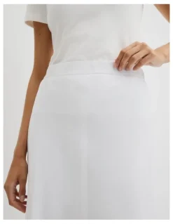 Country Road Organically Grown Linen Pull On Midi Skirt in White