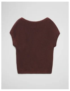 Country Road Organically Grown Cotton Asymmetric Tape Knit T-shirt in Ember