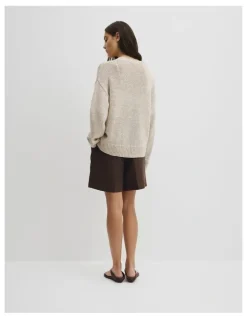 Country Road Organically Grown Cotton Tape Yarn Sweater in Snow Marle