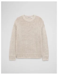 Country Road Organically Grown Cotton Tape Yarn Sweater in Snow Marle