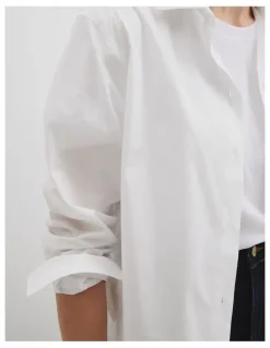 Country Road Organically Grown Cotton Poplin Shirt in Antique White