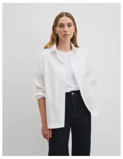 Country Road Organically Grown Cotton Poplin Shirt in Antique White