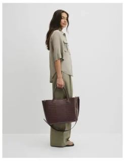 Country Road Panelled Work Tote in Chocolate