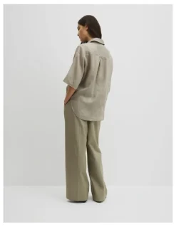 Country Road Ramie Utility Blouse in Thyme