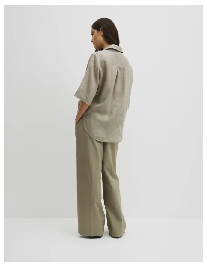 Country Road Ramie Utility Blouse in Thyme