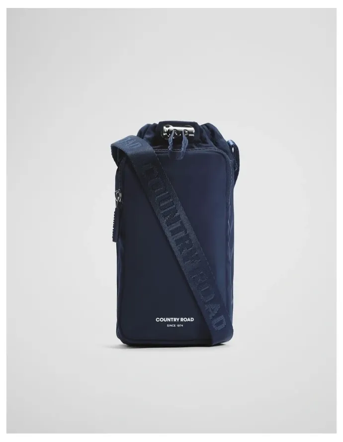 Country Road Recycled Polyester Drink Bottle Crossbody Bag in Navy