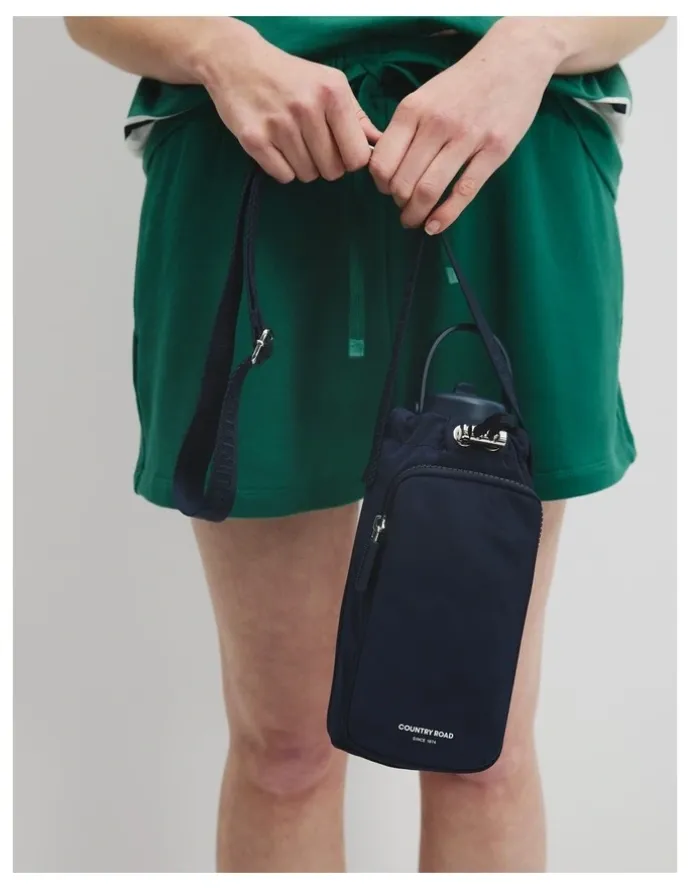 Country Road Recycled Polyester Drink Bottle Crossbody Bag in Navy