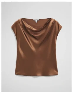 Country Road Satin Shell Top in Deep Chestnut