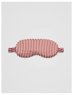 Country Road Silk Eye Mask in Ruby Stripe