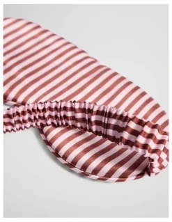 Country Road Silk Eye Mask in Ruby Stripe