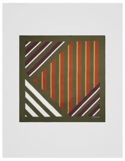 Country Road Silk Multi Stripe Scarf in Olivine