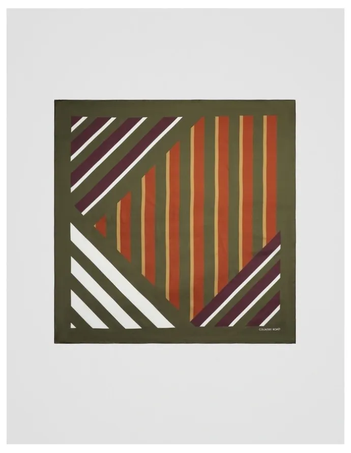 Country Road Silk Multi Stripe Scarf in Olivine