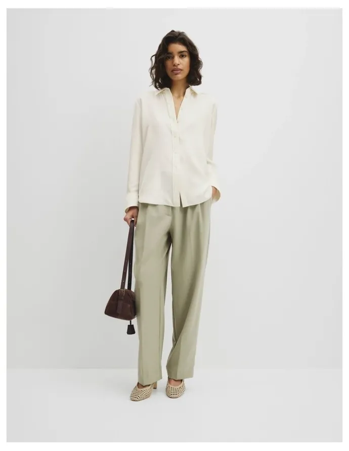 Country Road Silk Shirt in Antique White