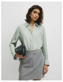 Country Road Silk Shirt in Sage Mist