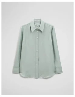 Country Road Silk Shirt in Sage Mist