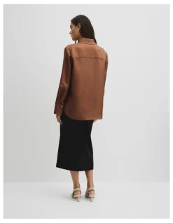 Country Road Silk Shirt in Deep Chestnut