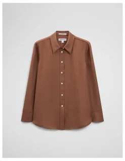 Country Road Silk Shirt in Deep Chestnut
