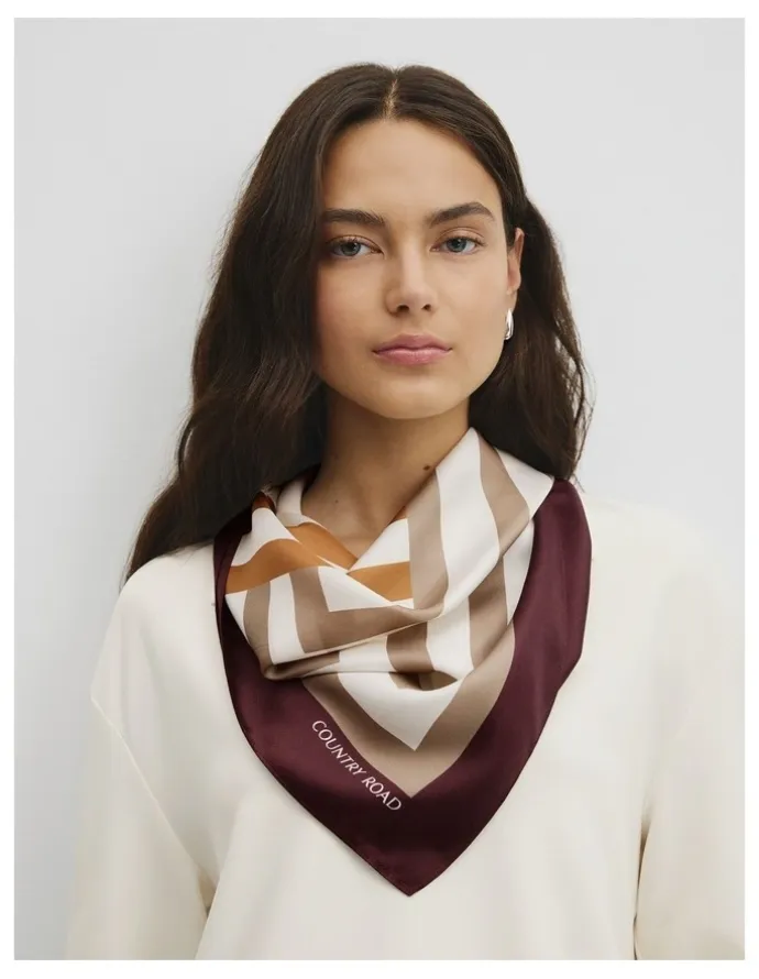 Country Road Silk Stripe Scarf in Birch