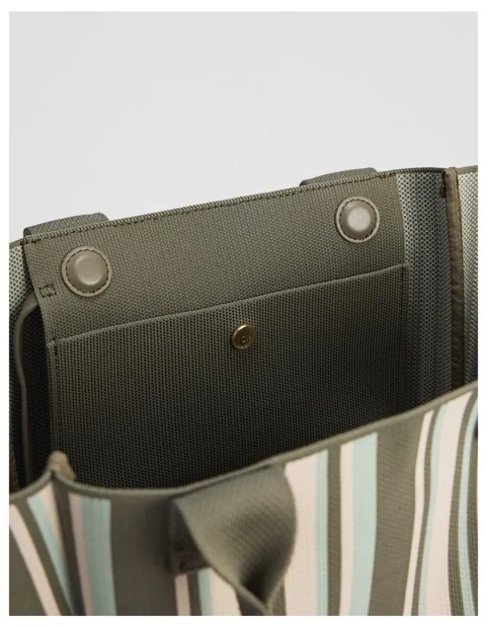 Country Road Stripe Knit Shopper in Thyme