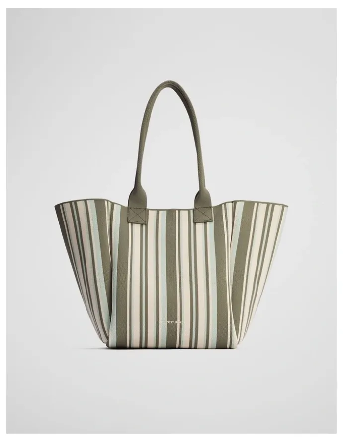Country Road Stripe Knit Shopper in Thyme