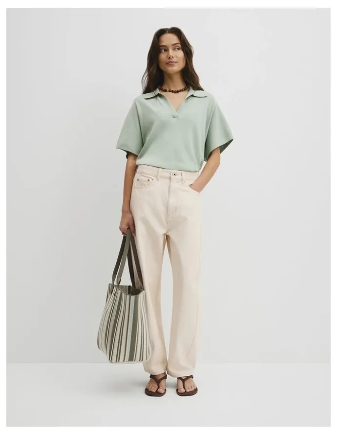 Country Road Stripe Knit Shopper in Thyme