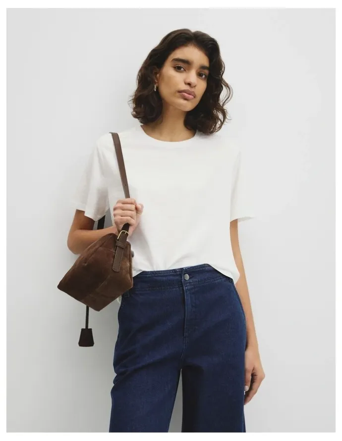 Country Road Textured Short Sleeve Slub T-shirt in White