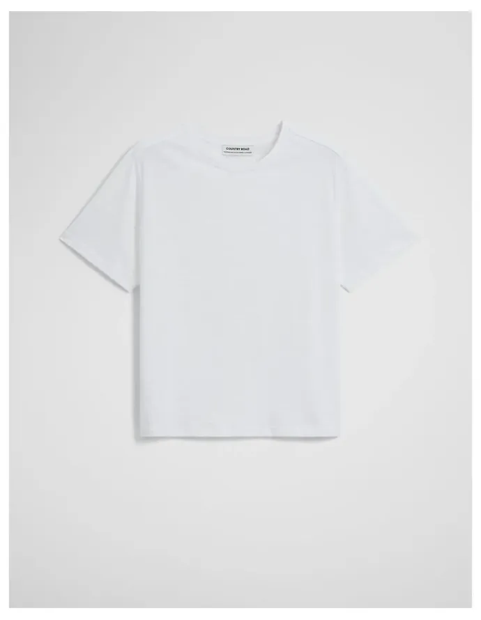 Country Road Textured Short Sleeve Slub T-shirt in White