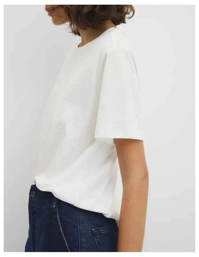 Country Road Textured Short Sleeve Slub T-shirt in White