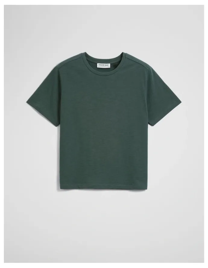 Country Road Textured Short Sleeve Slub T-shirt in Evergreen