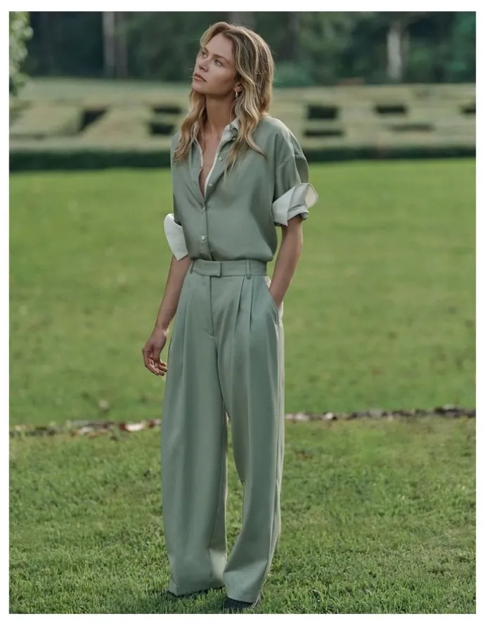 Country Road Wool Blend Tailored Pant in Pistachio