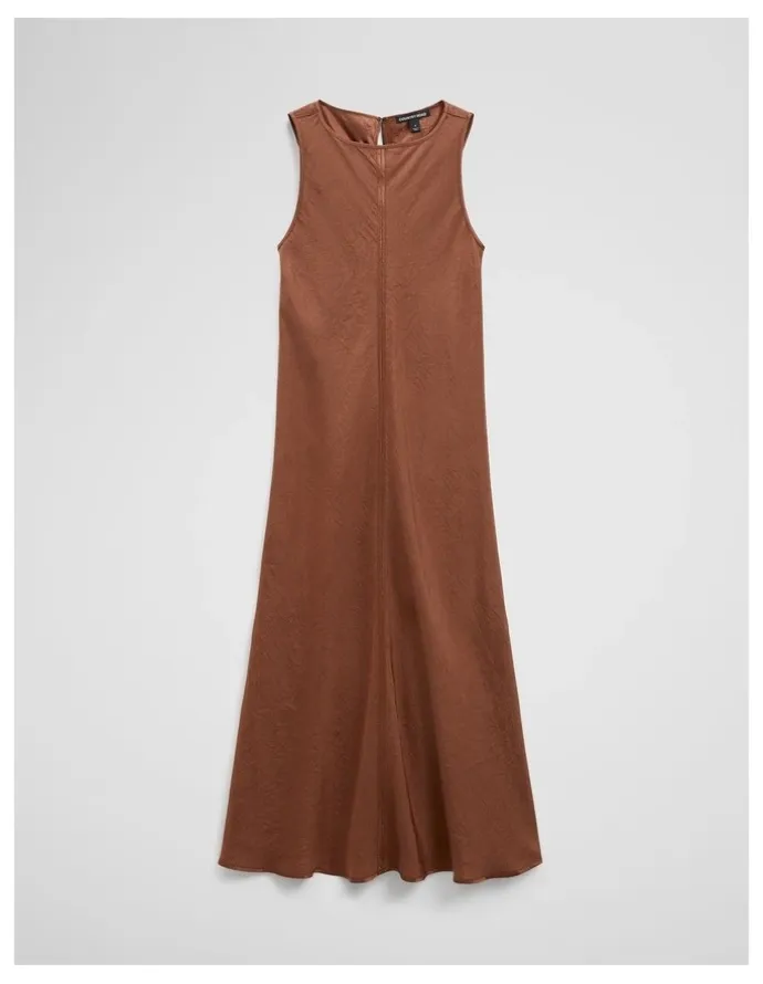 Country Road Boat Neck Bias Dress in Deep Chestnut