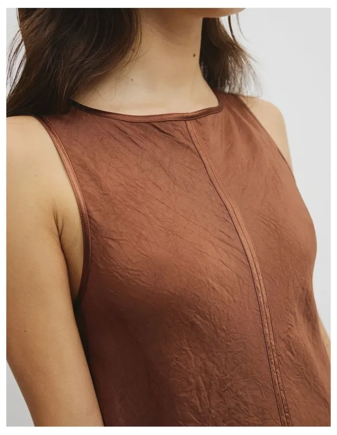 Country Road Boat Neck Bias Dress in Deep Chestnut