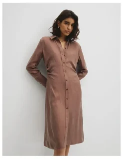 Country Road Draped Waist Dress in Deep Chestnut