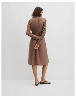 Country Road Draped Waist Dress in Deep Chestnut