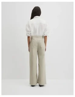 Country Road Refined High Rise Wide Leg Jean in Sage Green