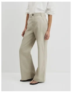 Country Road Refined High Rise Wide Leg Jean in Sage Green