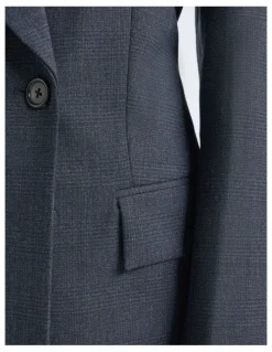 Cue Check Single Breasted Coat