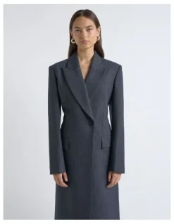 Cue Check Single Breasted Coat